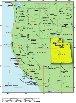 Landkarte USA Westen